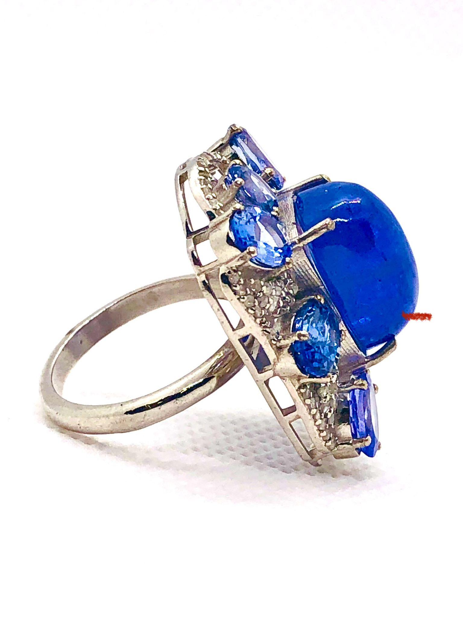 Set di anelli vintage con tanzanite e diamanti 