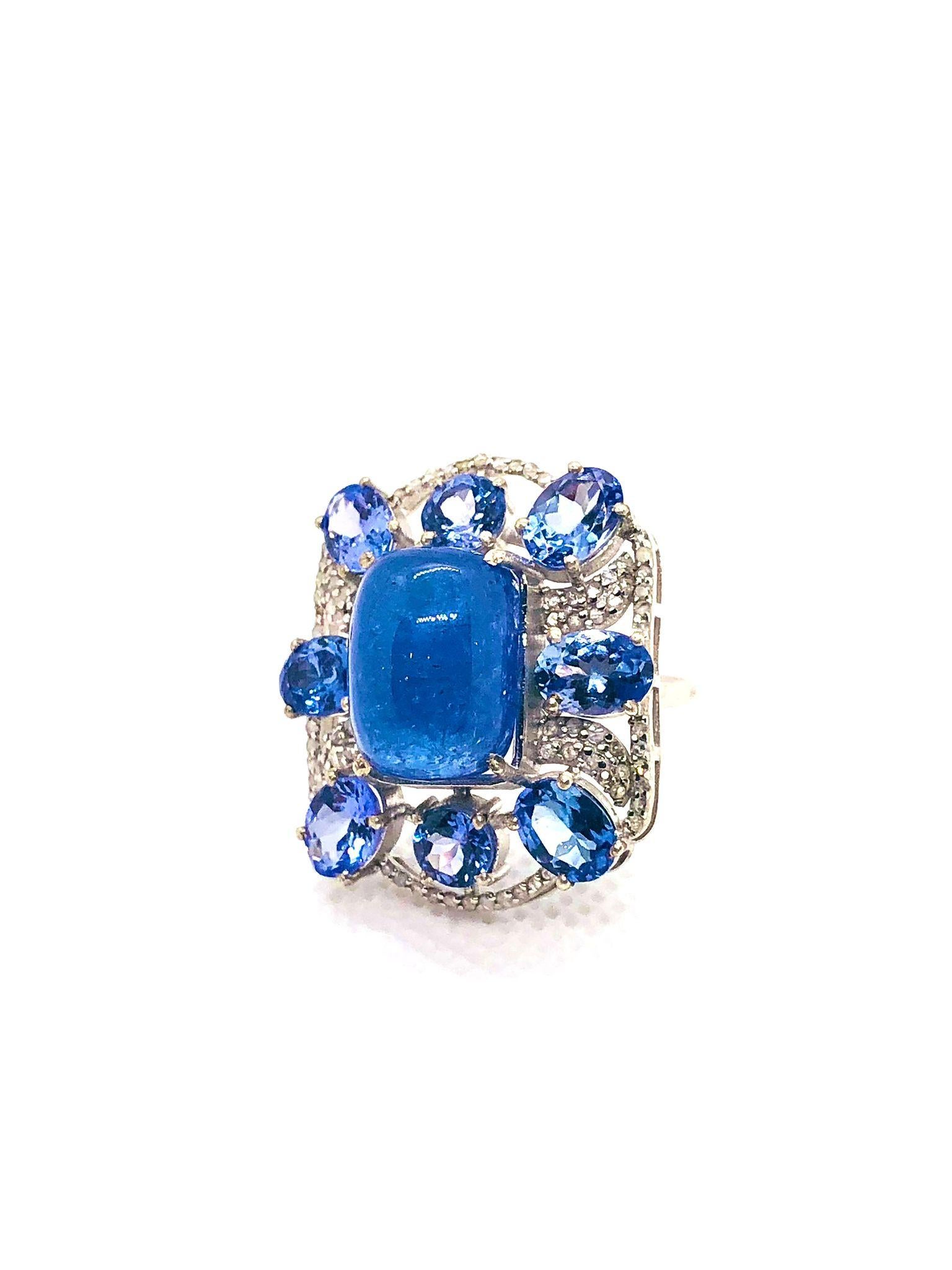Set di anelli vintage con tanzanite e diamanti 