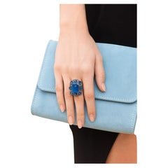 Set di anelli vintage con tanzanite e diamanti "Capri" di Bochic in oro e argento 18 carati