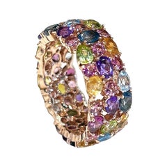 Bochic “Capri” Vintage Tourmalines & Amethyst Ring Set In 18K Gold & Silver