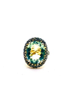 Bochic “Capri” Vintage Yellow Sapphire & Topaz Retro Ring Set In 18K Gold & Silv
