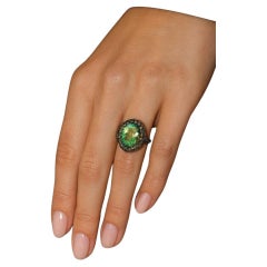 Anillo Retro Bochic "Capri" Vintage Zafiro Amarillo y Topacio Engastado en Oro de 18K y Silv
