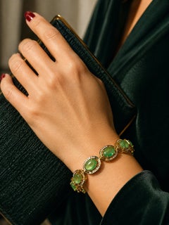 Bochic “Capri” Vintage Zambian Emerald & Diamond Bracelet Set 18K Gold & Silver