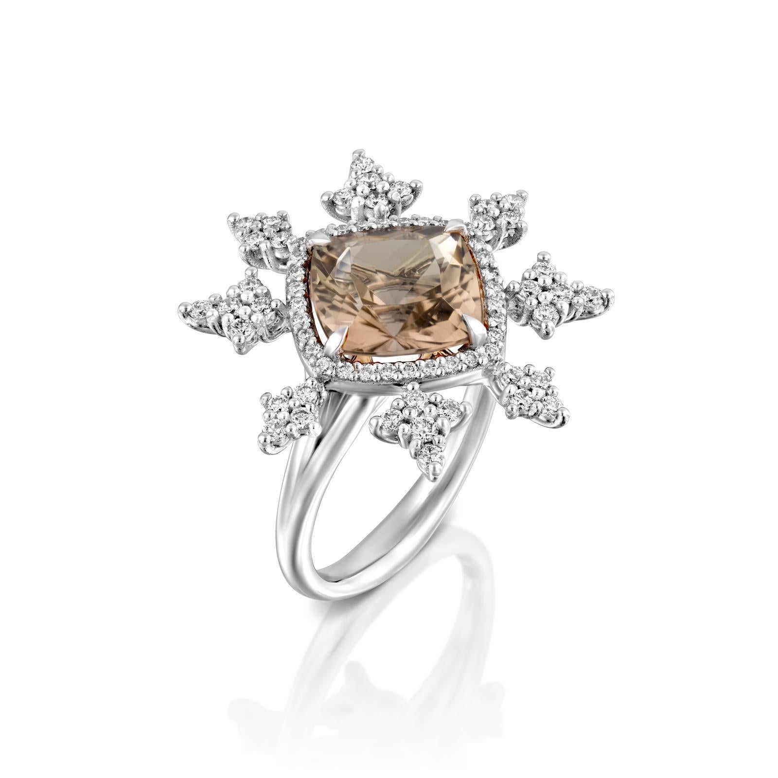 Women's Bochic Champagne Snowflakes Ring