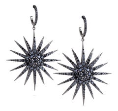 Bochic Classic & Chic Star Black Diamond Earrings Set In 18K Black Gold