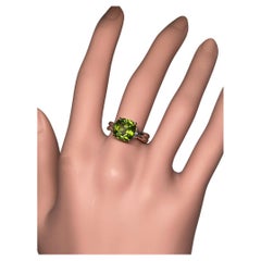 Bochic Classic & Elegant Platin Cluster Diamant & Grüner Peridot Ring 