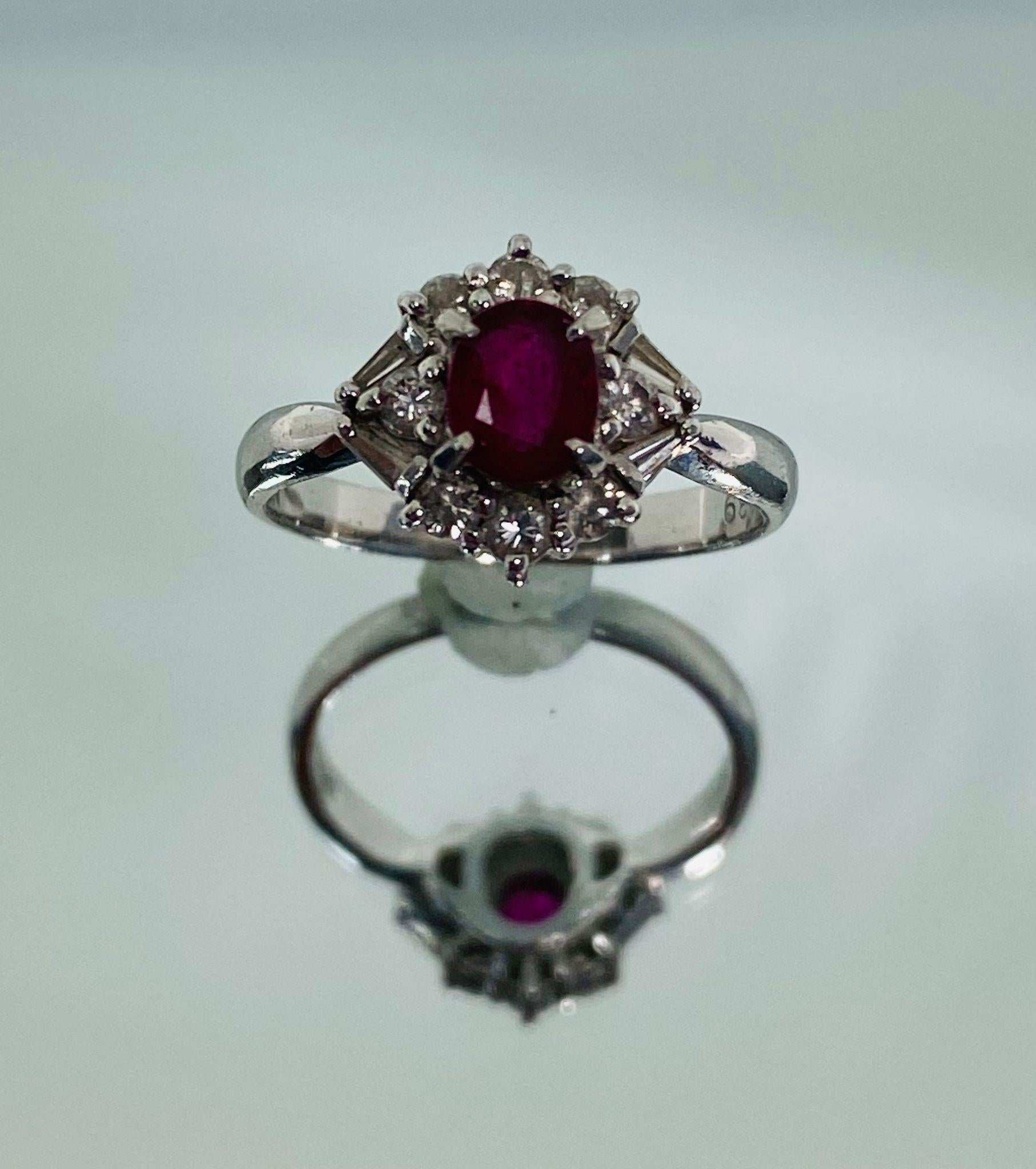Bochic Classic & Elegant Platinum Cluster Diamond & Red Ruby Ring  For Sale 2