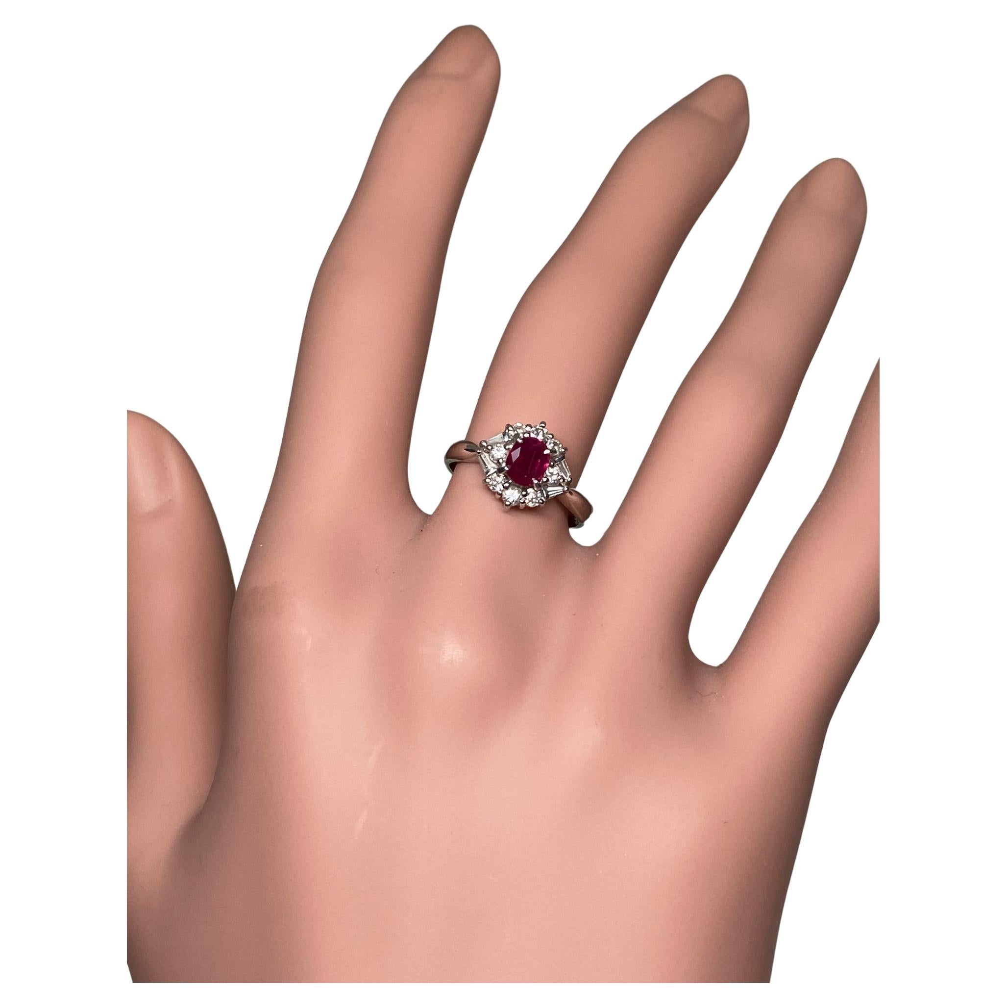 Bochic Classic & Elegant Platinum Cluster Diamond & Red Ruby Ring 