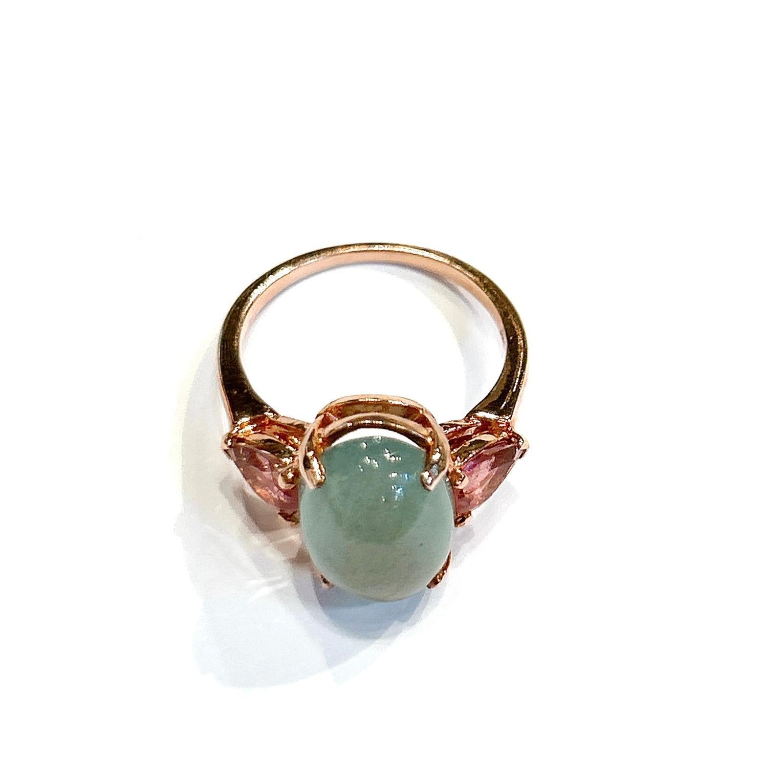 Art Deco Bochic Classic Italian “Capri” Aquamarine Pastel Ring Set In 18K Gold & Silver For Sale