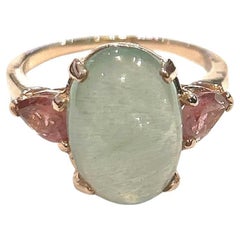 Bochic Classic Italian Capri Aquamarine Pastel Ring Set In 18K Gold & Silver