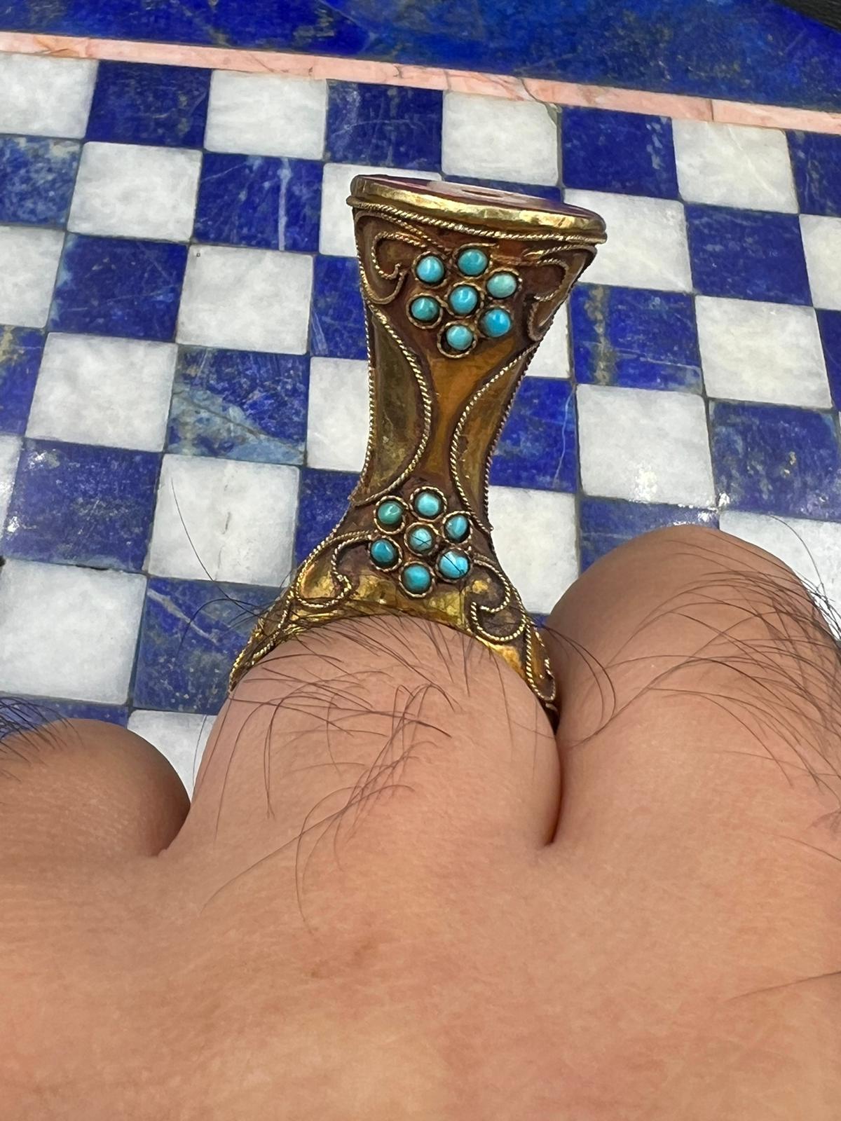 Bochic Curated Antique Ring From Afghanistan  18k Solid Gold & Antique Turquoise

Bochic Curated “Alexander Mocdon” Antique dome Afghanistan 18k Gold & Turquoise Ring

This is the kind of Ring you see in a Museum
329 BC Alexander crosses the Hindu