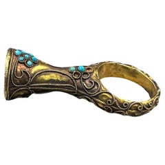 Bochic Curated Antiker Ring aus Afghanistan  18 Karat massives Gold & antiker Türkis