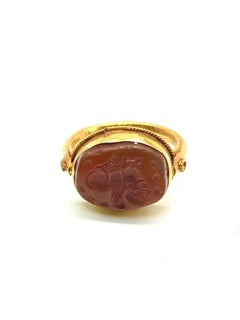 Bochic Curated Antique Roman Ring From Afghanistan 18k Solid Gold & Old Agate