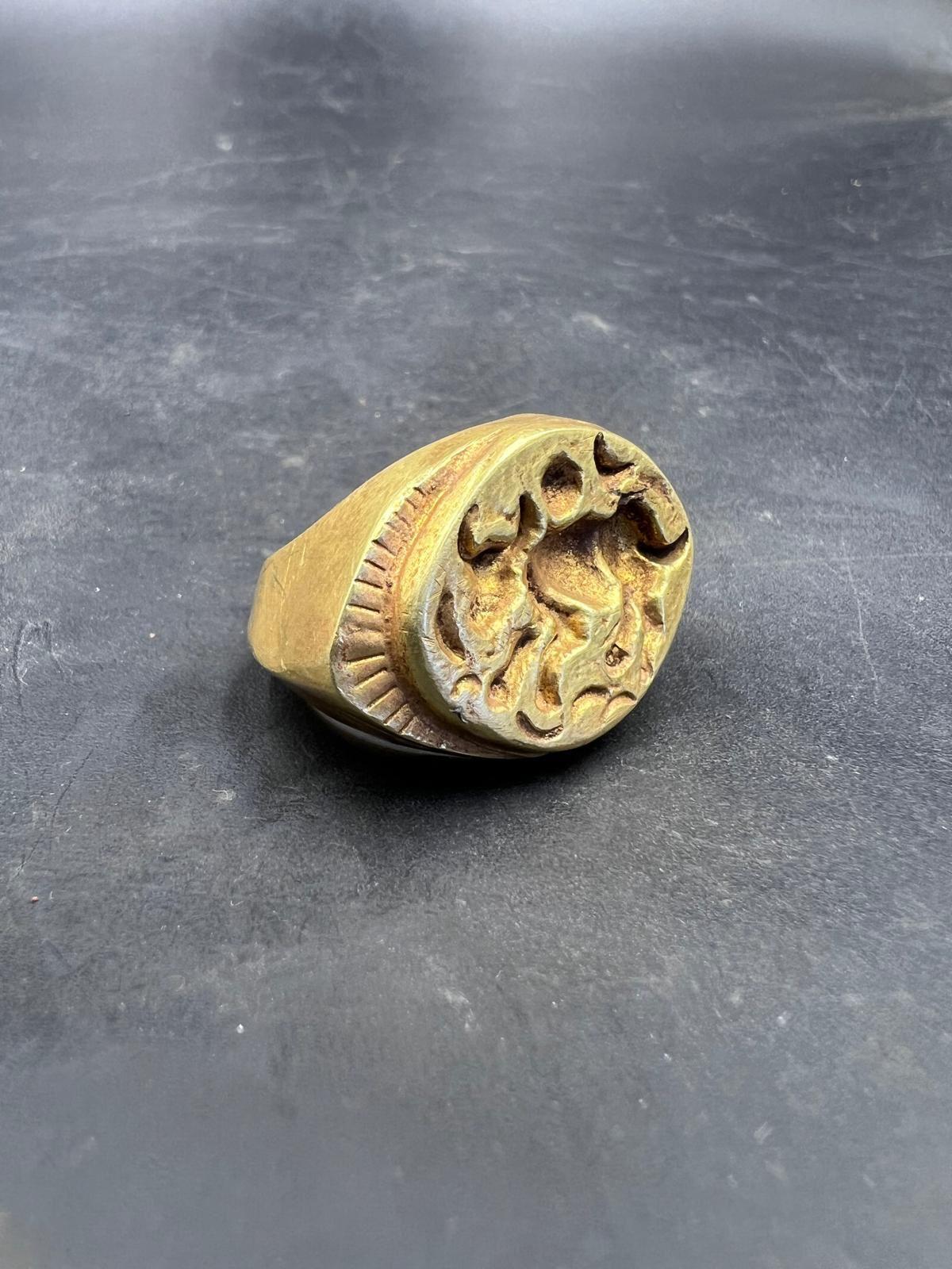 Byzantine Bochic Curated Antique Seal Ring From Burma 18k Solid Gold For Sale