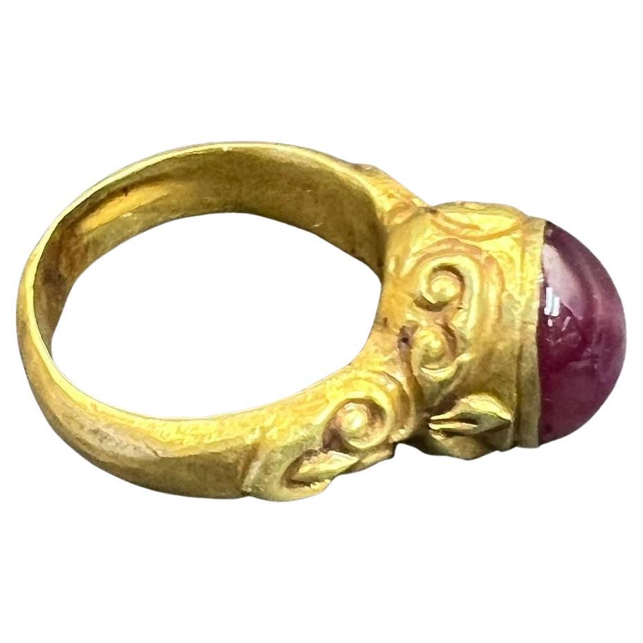 Bochic Curated “Orient Antic” Ring From Burma 18k Solid Yellow Gold & Ruby