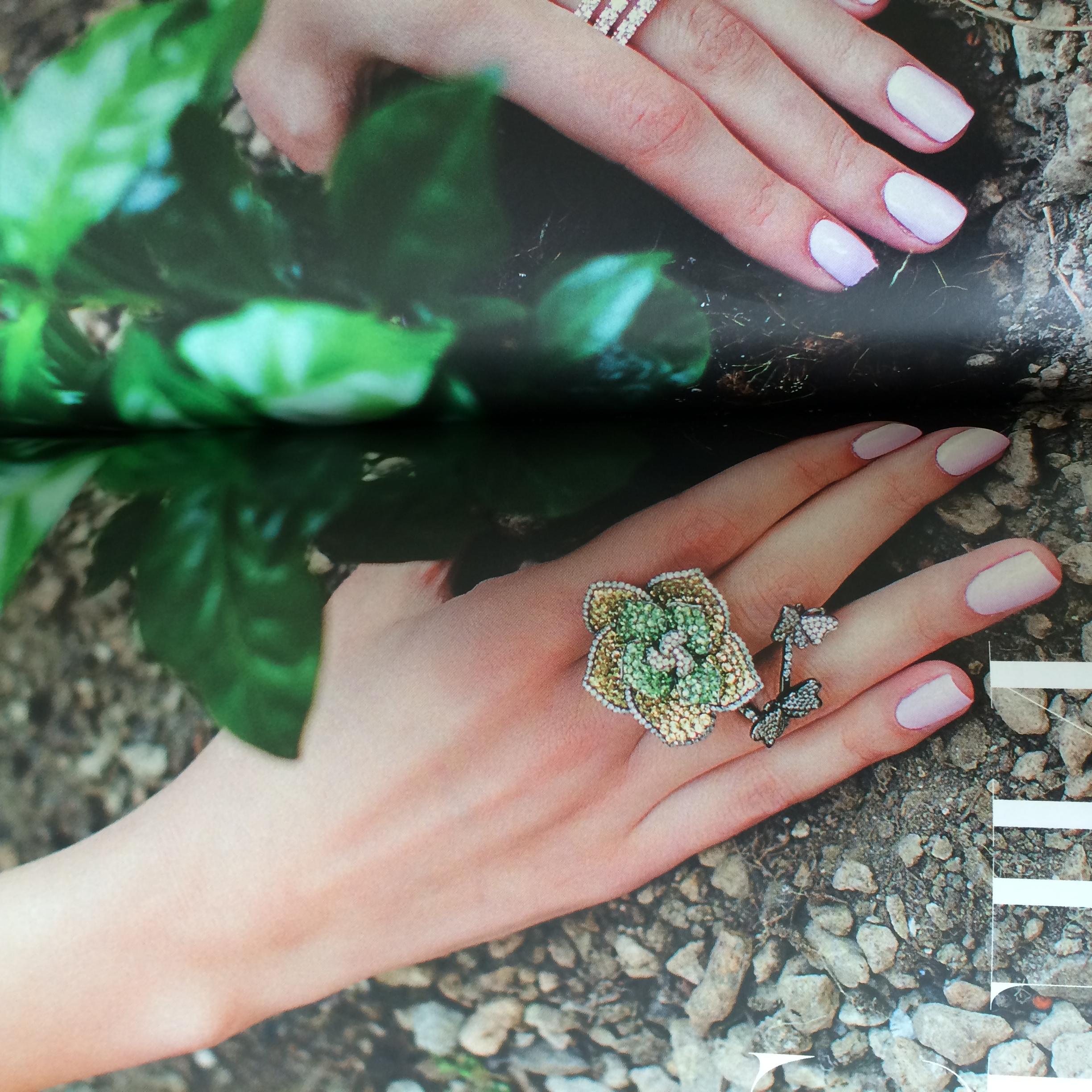 Women's Bochic Double Lotus, Flower, Butterfly - Folding Ring  For Sale