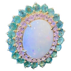 Bague cocktail Bochic Capri en émeraude, rubis rose et opale de feu