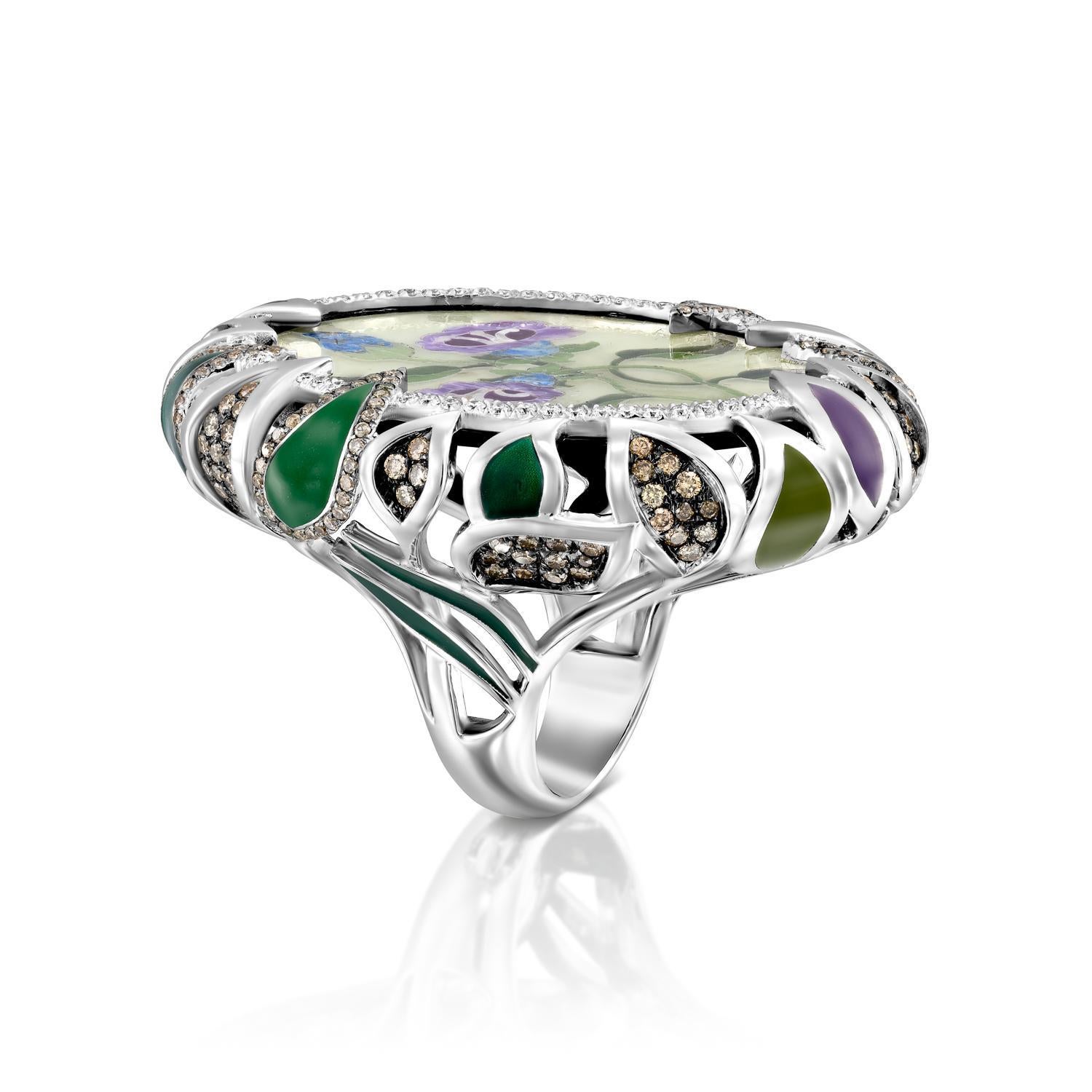 Baroque Bochic Exquisite and Bold Mosaic Flower Ring For Sale