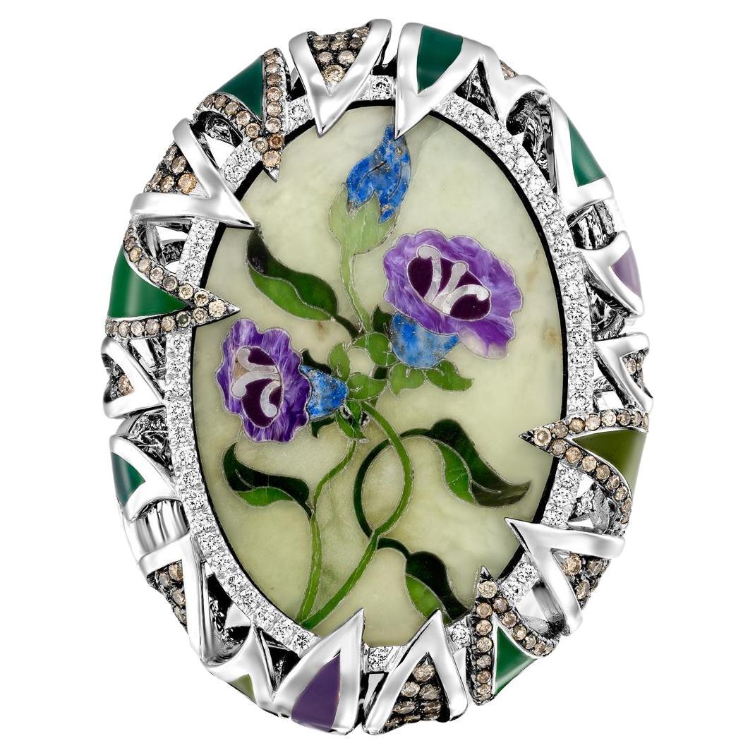 Bochic Exquisite and Bold Mosaic Flower Ring For Sale