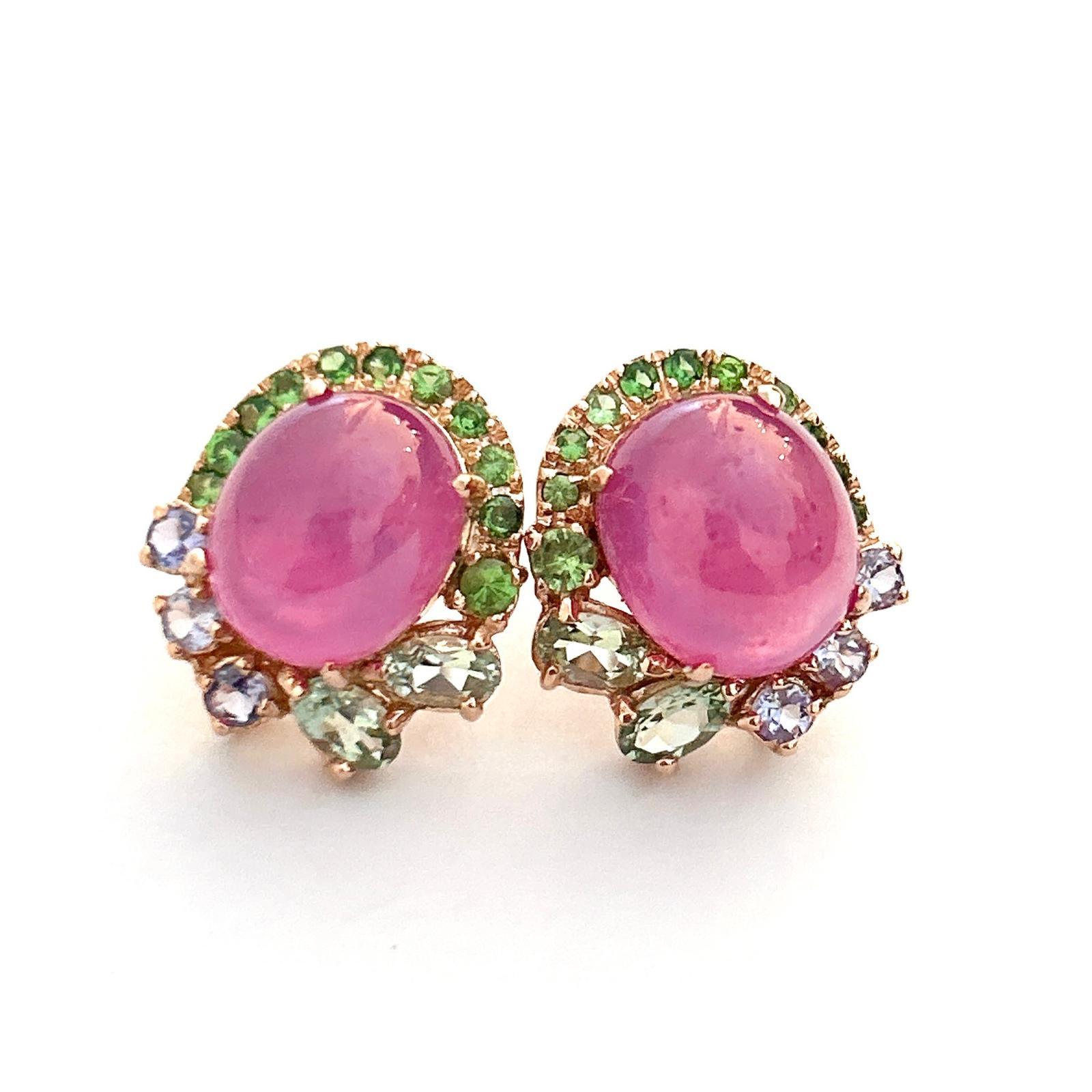 Baroque Boucles d'oreilles Bochic Flamenco en or et argent 18 carats serties de rubis et de pierres précieuses en vente