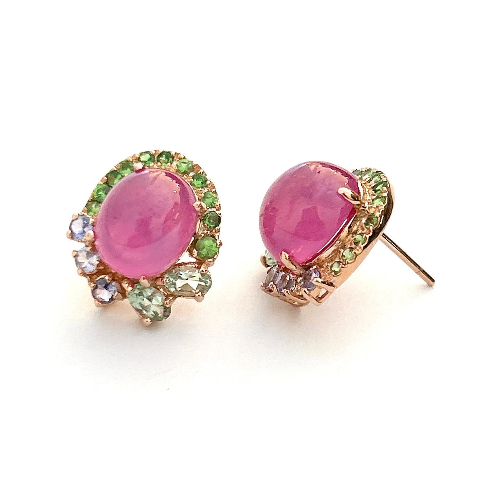 Boucles d'oreilles Bochic Flamenco en or et argent 18 carats serties de rubis et de pierres précieuses Unisexe en vente