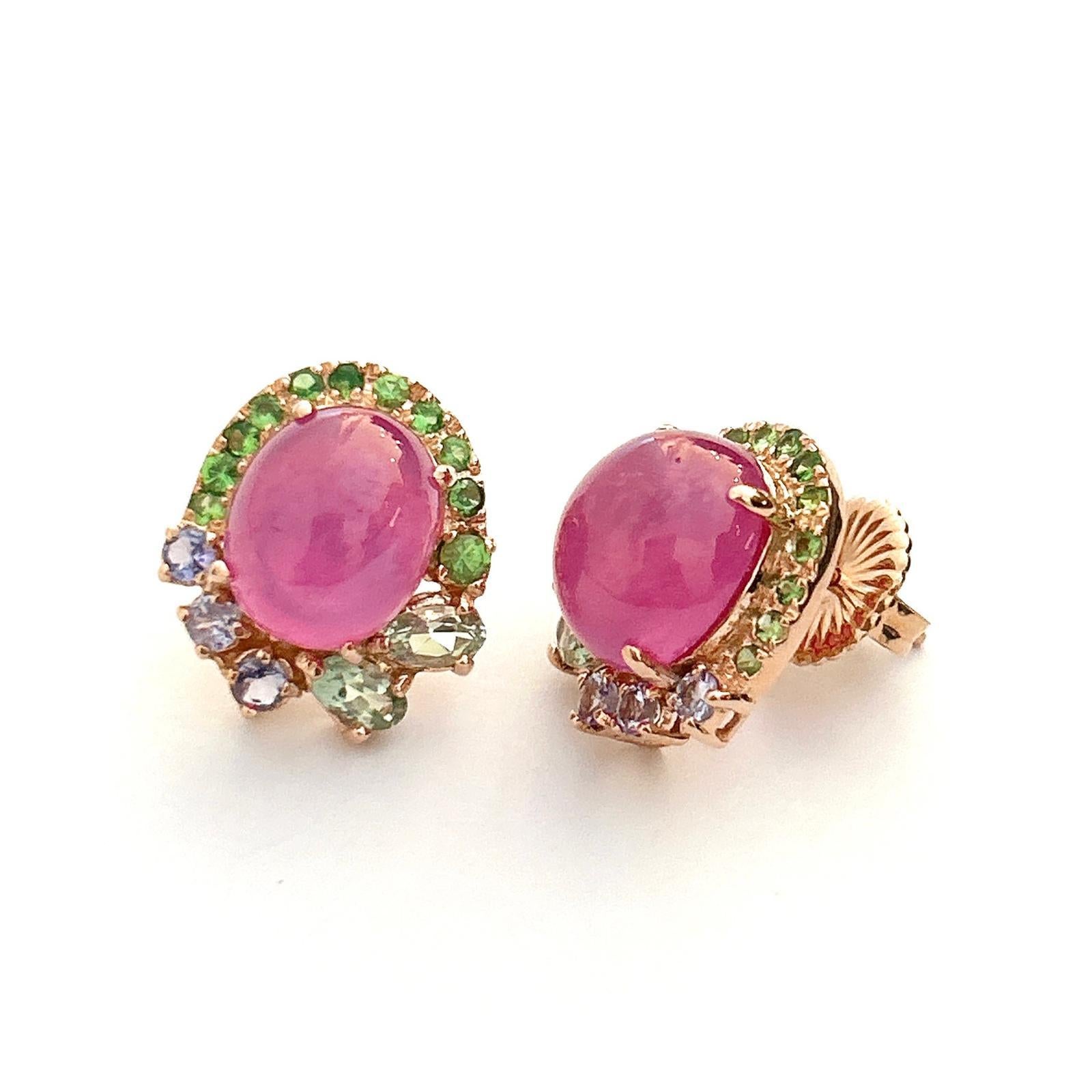 Boucles d'oreilles Bochic Flamenco en or et argent 18 carats serties de rubis et de pierres précieuses en vente 2