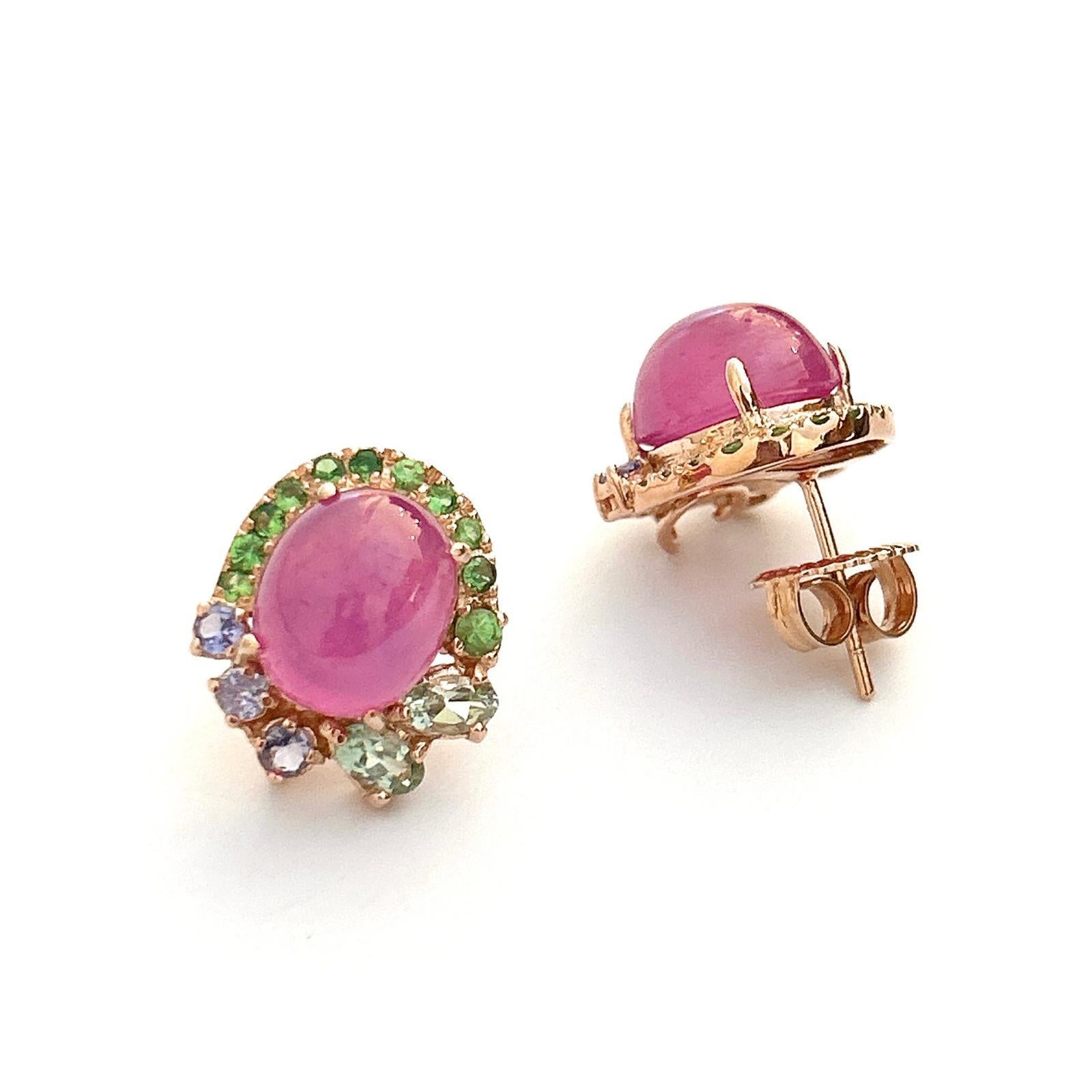 Boucles d'oreilles Bochic Flamenco en or et argent 18 carats serties de rubis et de pierres précieuses en vente 3