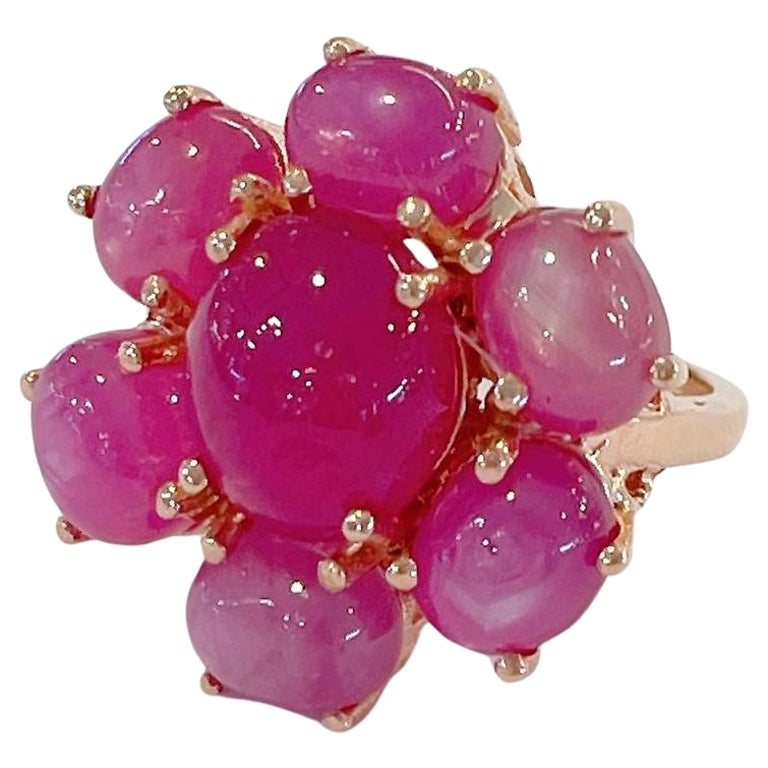 Bochic “Flamenco” Ruby & Star Ruby Large Cocktail Ring 18K Gold & Silver