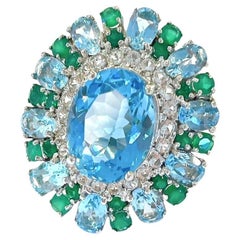 Bochic “Flamenco” Topaz & Fancy Multi Color Gems Cocktail Ring 18K Gold & Silver