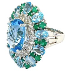 Bochic “Flamenco” Topaz & Fancy Multi Color Gems Cocktail Ring 18K Gold & Silver