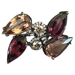 Bochic Flower and Diamonds Cocktail Ring