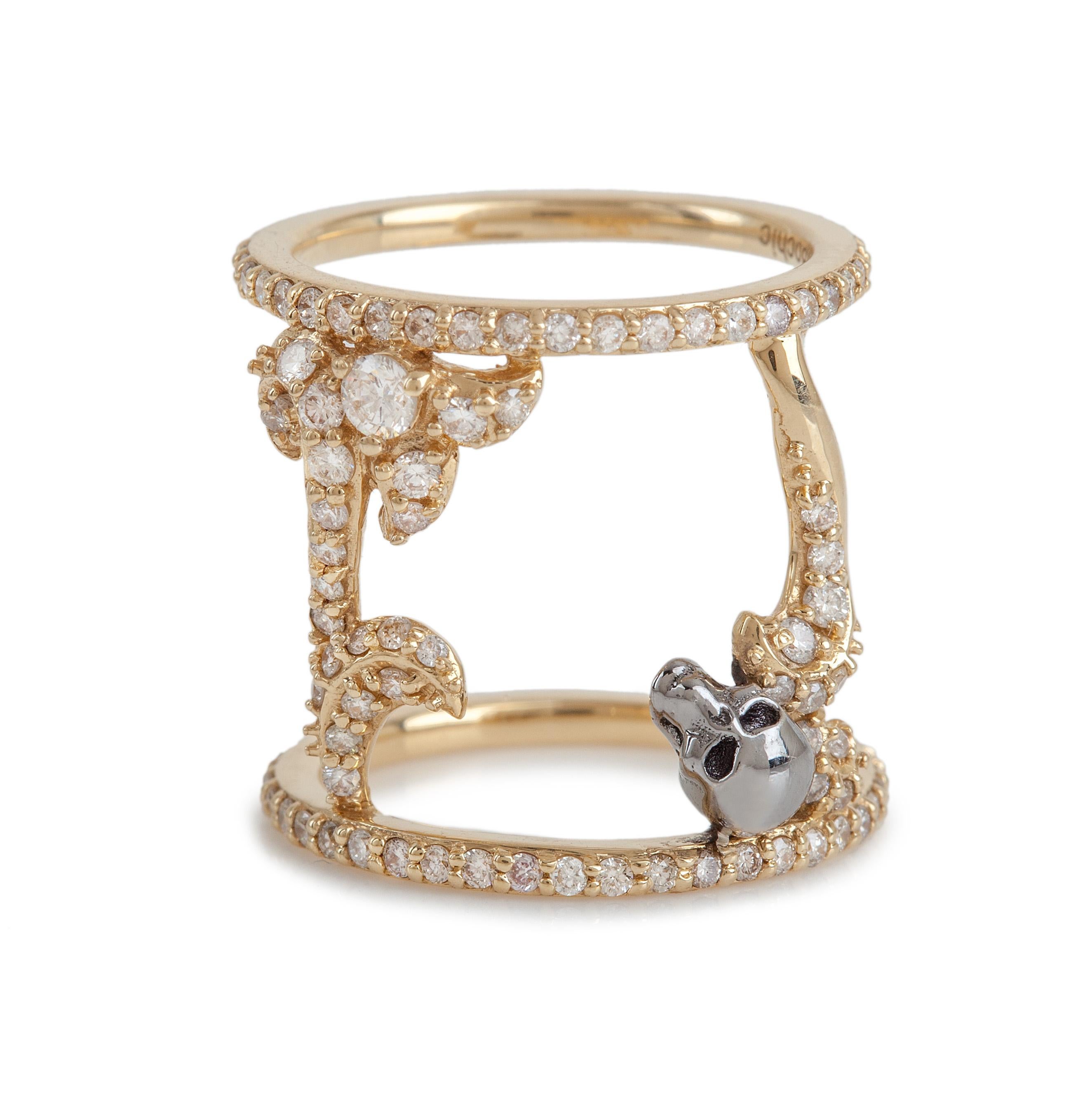 Brilliant Cut Bochic Flower Cage Ring For Sale