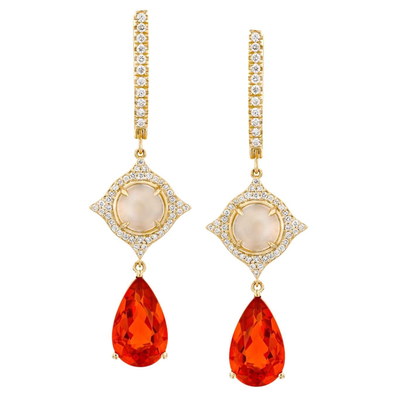 Bochic “Frida” Mexican Fire Opals and Moonstone Earrings