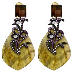 Bochic Honey Tourmaline Drop Earrings