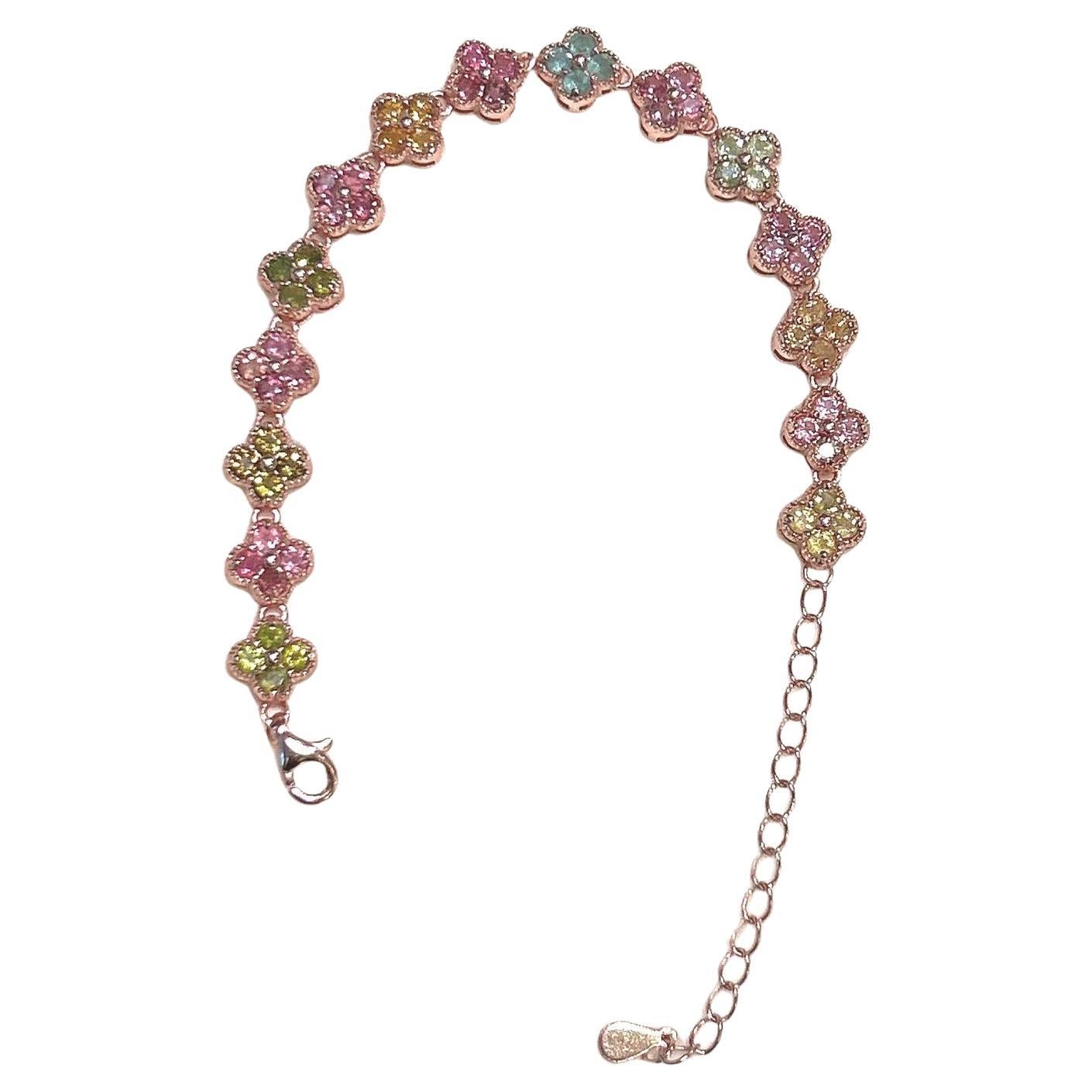 Bracciale Bochic "Iconic" con rubino e tormalina multicolore in oro e argento 18 carati