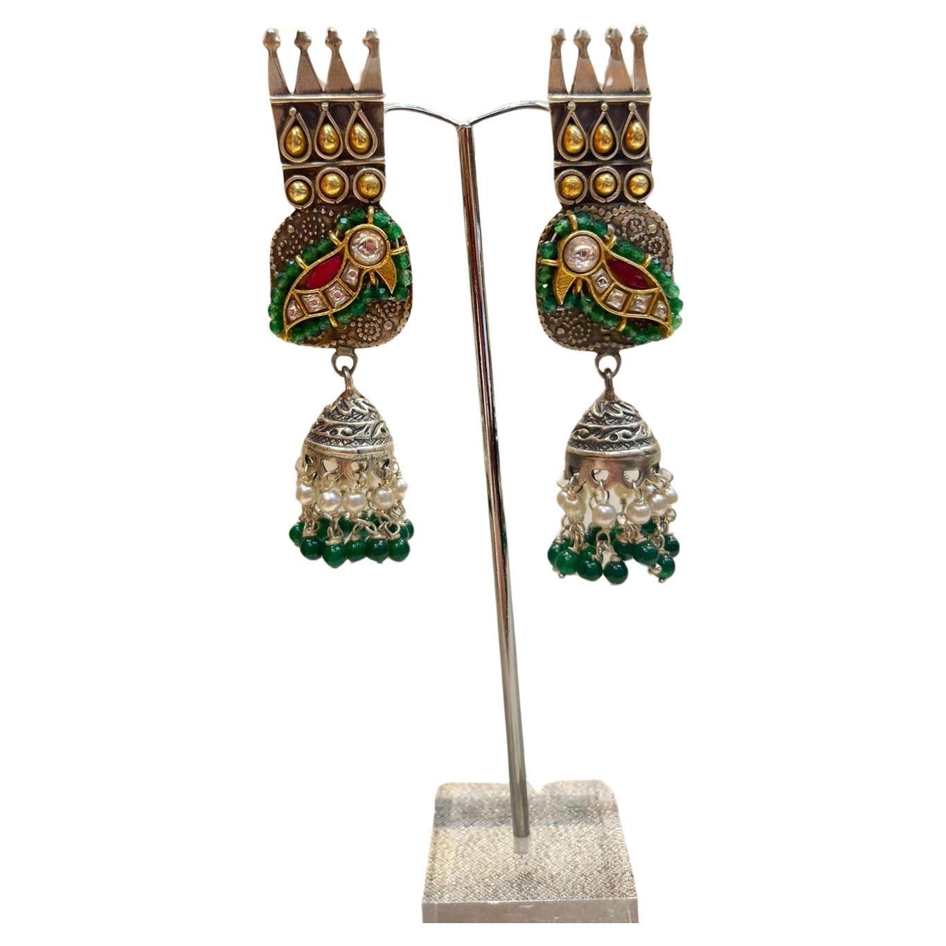 Bochic “IndoChina” Oriental Vintage Silver & Enamel Green Bell Earrings 

The earrings from the 