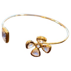 Bochic ‘Jungle’ Vintage Gold and Silver White Topaz Bangle Set 18K Gold & Silve