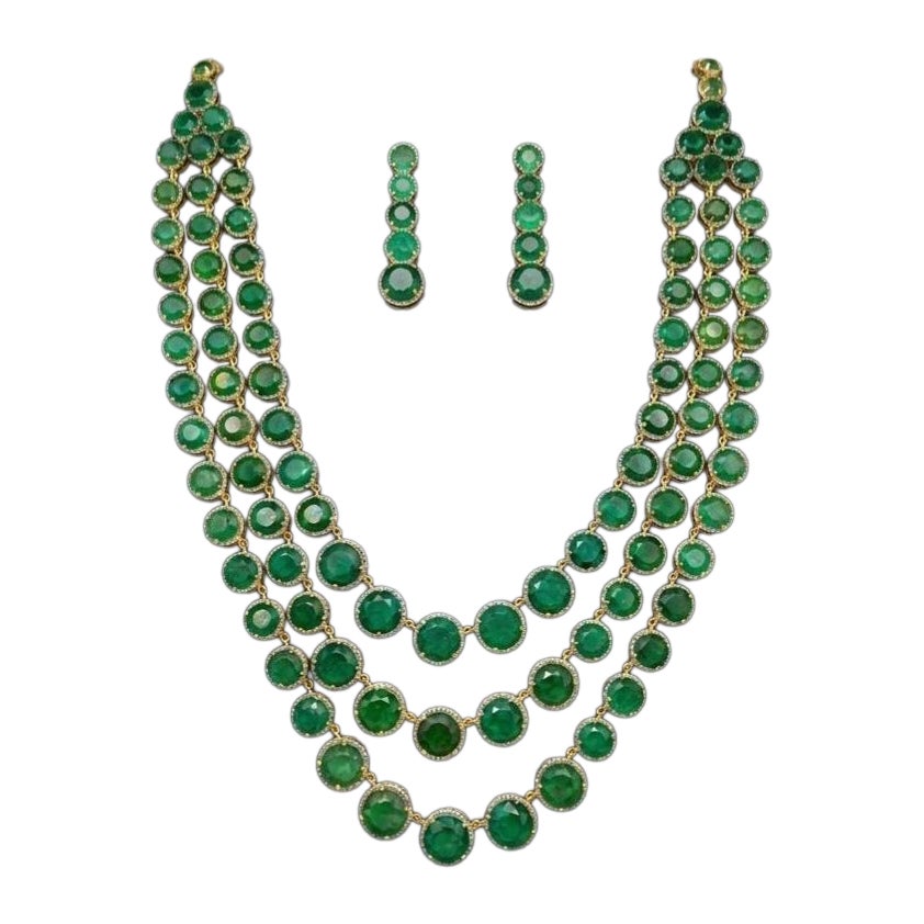 Bochic Orient 250 Carat Diamond & Zambian Emerald Necklace - 18K Gold & Silver