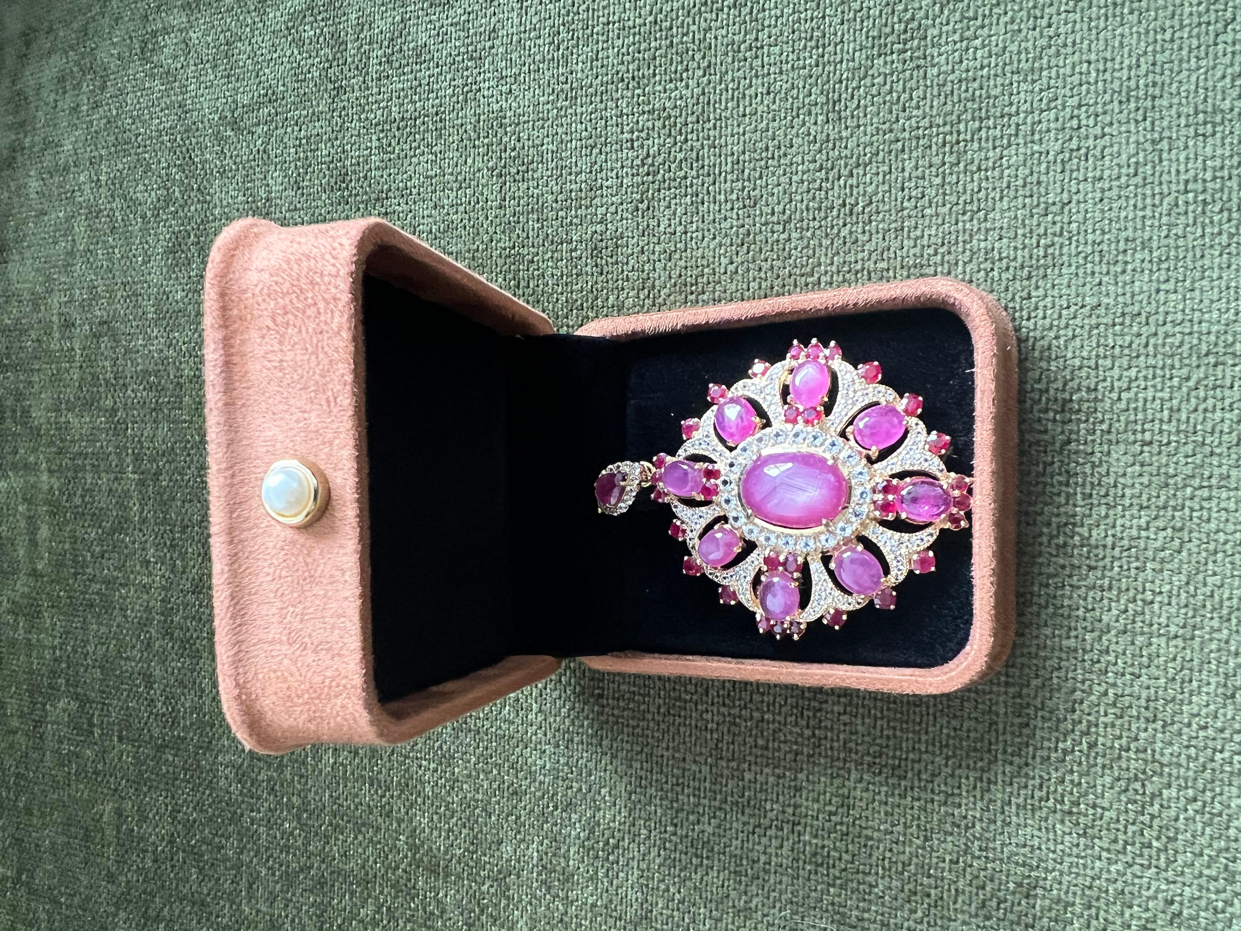 Bochic “orient” 60 Carat Multi Ruby Brooch Set In… - image 11