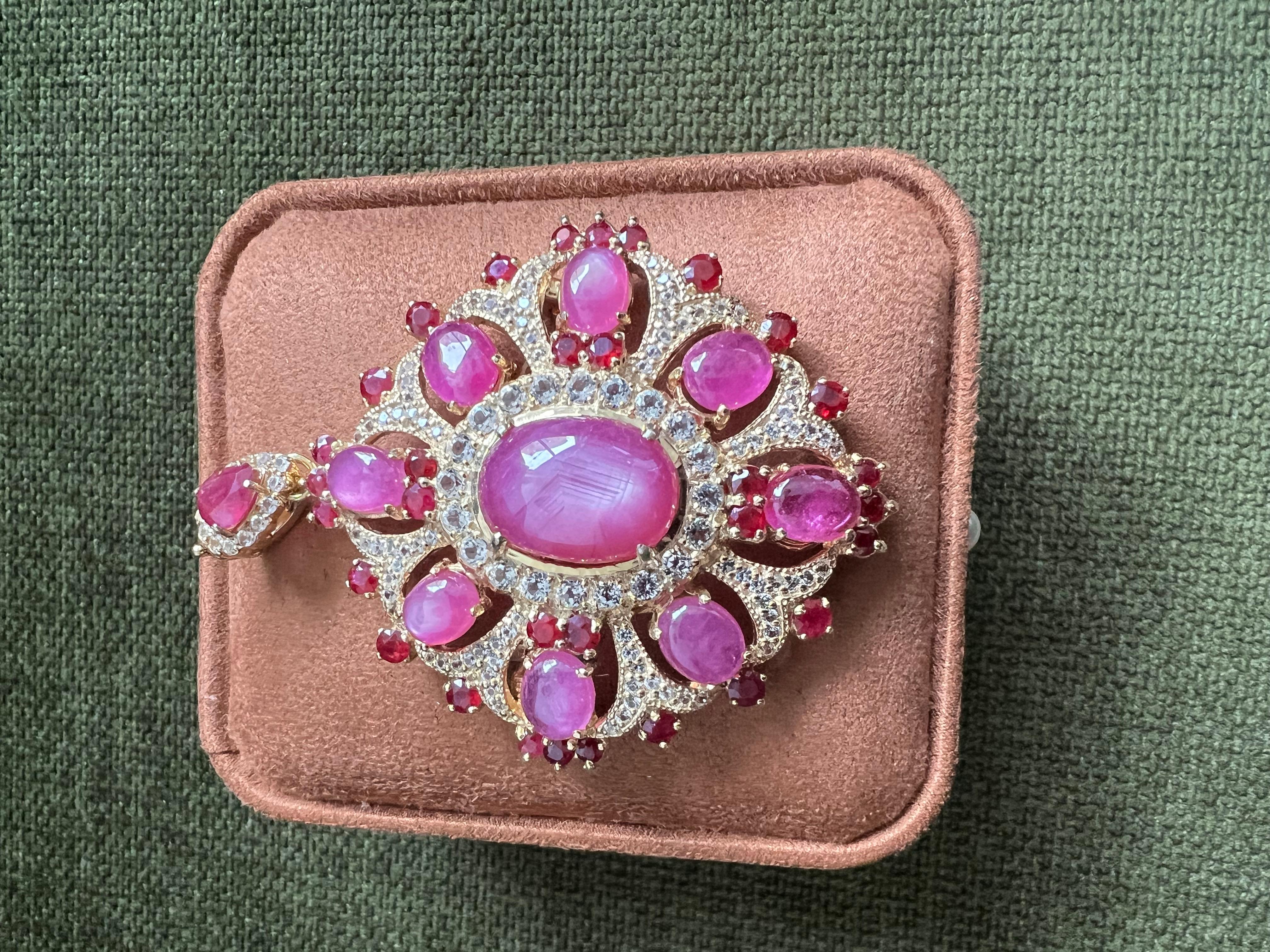 Bochic “orient” 60 Carat Multi Ruby Brooch Set In… - image 13
