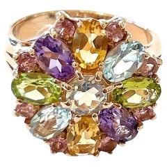 Bochic “Orient” Amethyst & Green Peridot Cocktail Ring 18K Gold & Silver