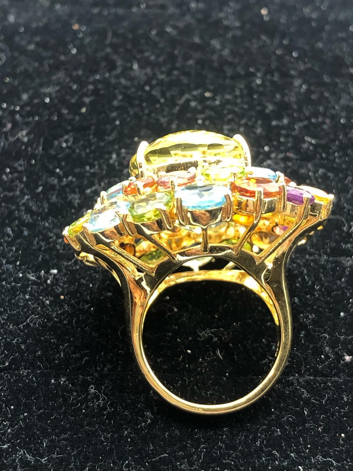 Bochic “Orient” Amethyst, Lemon Quartz & Citrine Ring Set In 18K Gold & Silver For Sale 5