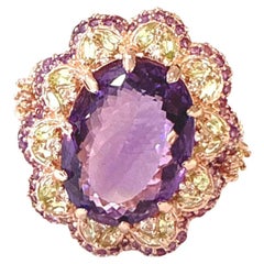 Bochic “Orient” Amethyst & Multi Gem Cocktail Ring Set 18K Gold & Silver
