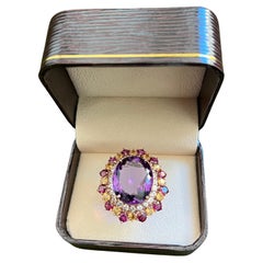 Bochic Orient Amethyst & Multi Edelstein Cocktail Ring Set 18K Gold & Silber