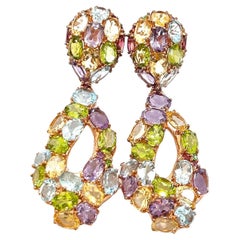Bochic "Orient" Amethyst, Peridot, Citrin & Topas Ohrringe Set 18K Gold&Silber