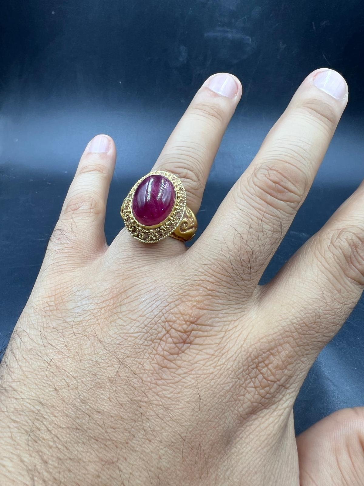 Bochic “Orient Antic” Curated Antique Ring From Burma 18k Solid Gold & Ruby For Sale 4