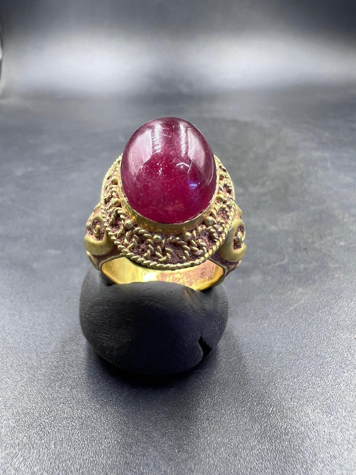 Bochic “Orient Antic” Curated Antique Ring From Burma 18k Solid Gold & Ruby For Sale 7