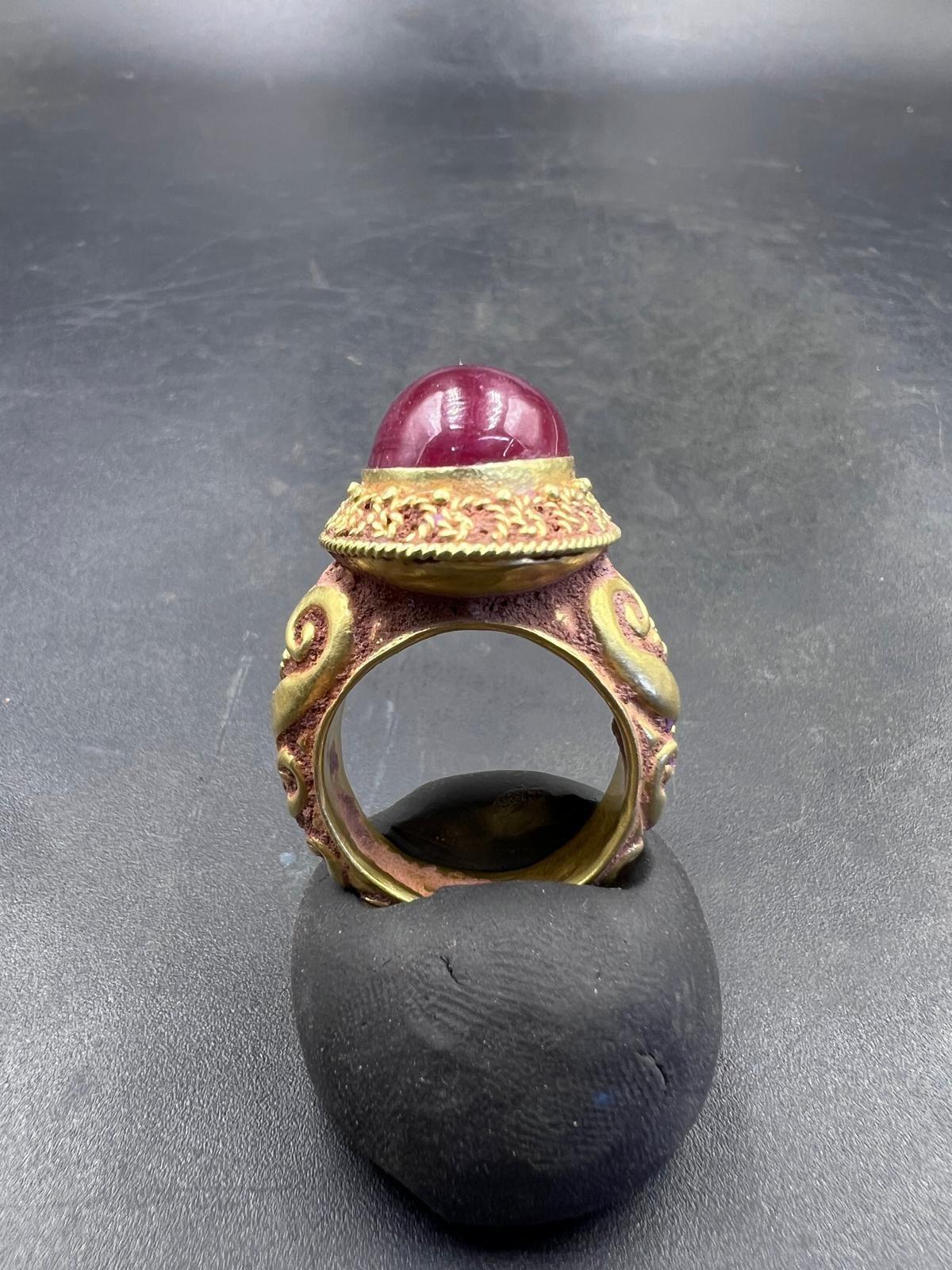 Bochic Curated Antique Ring From Burma 18k Solid Gold & Ruby 

This is the kind of ring you see in a Museum
South East Asian Antique Agate Gem Old Burmese Pyu Pagan Gold Ring

Natural Ruby - 5 carat 

This Ring is from the 