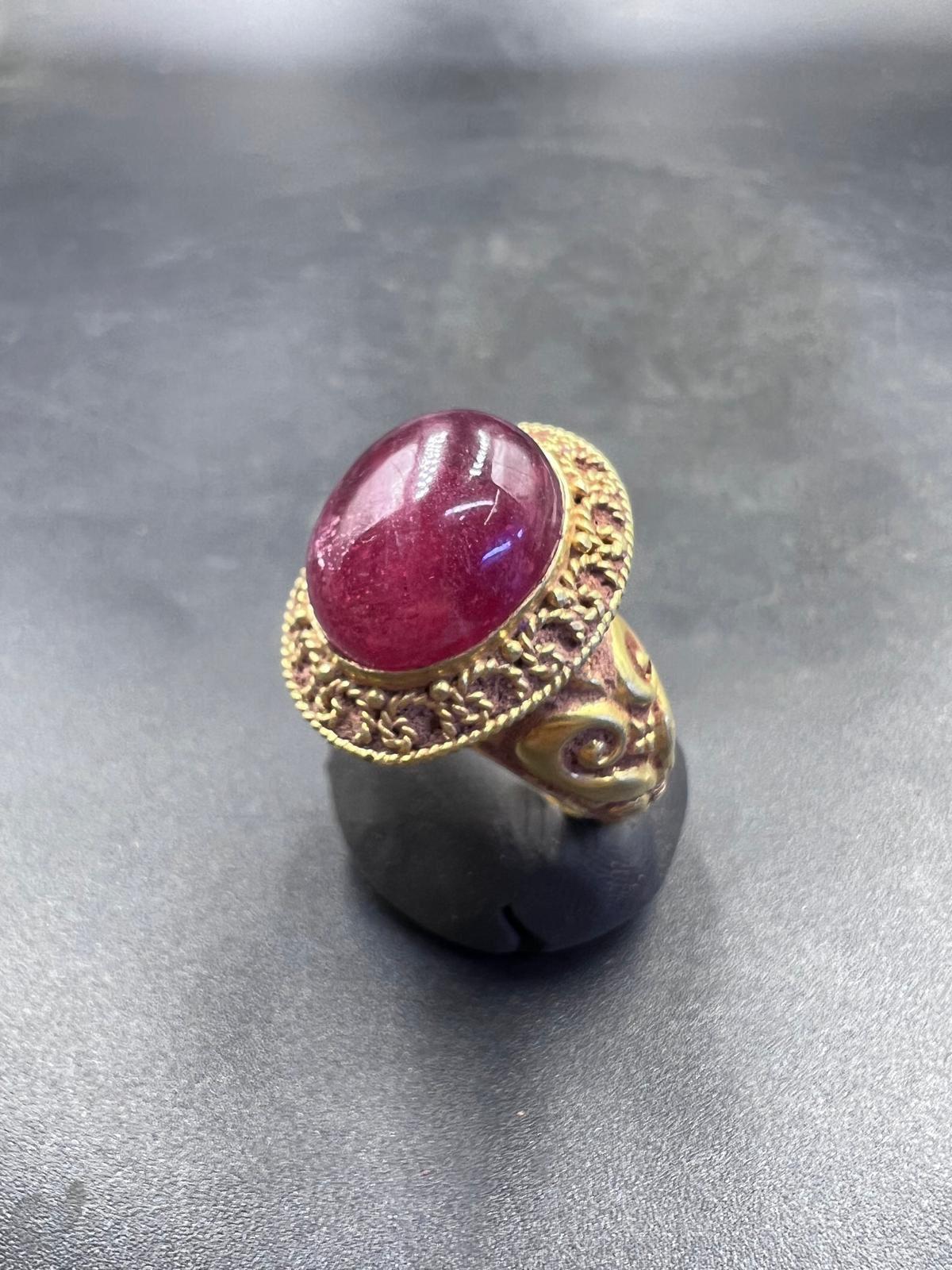 Bochic “Orient Antic” Curated Antique Ring From Burma 18k Solid Gold & Ruby For Sale 3