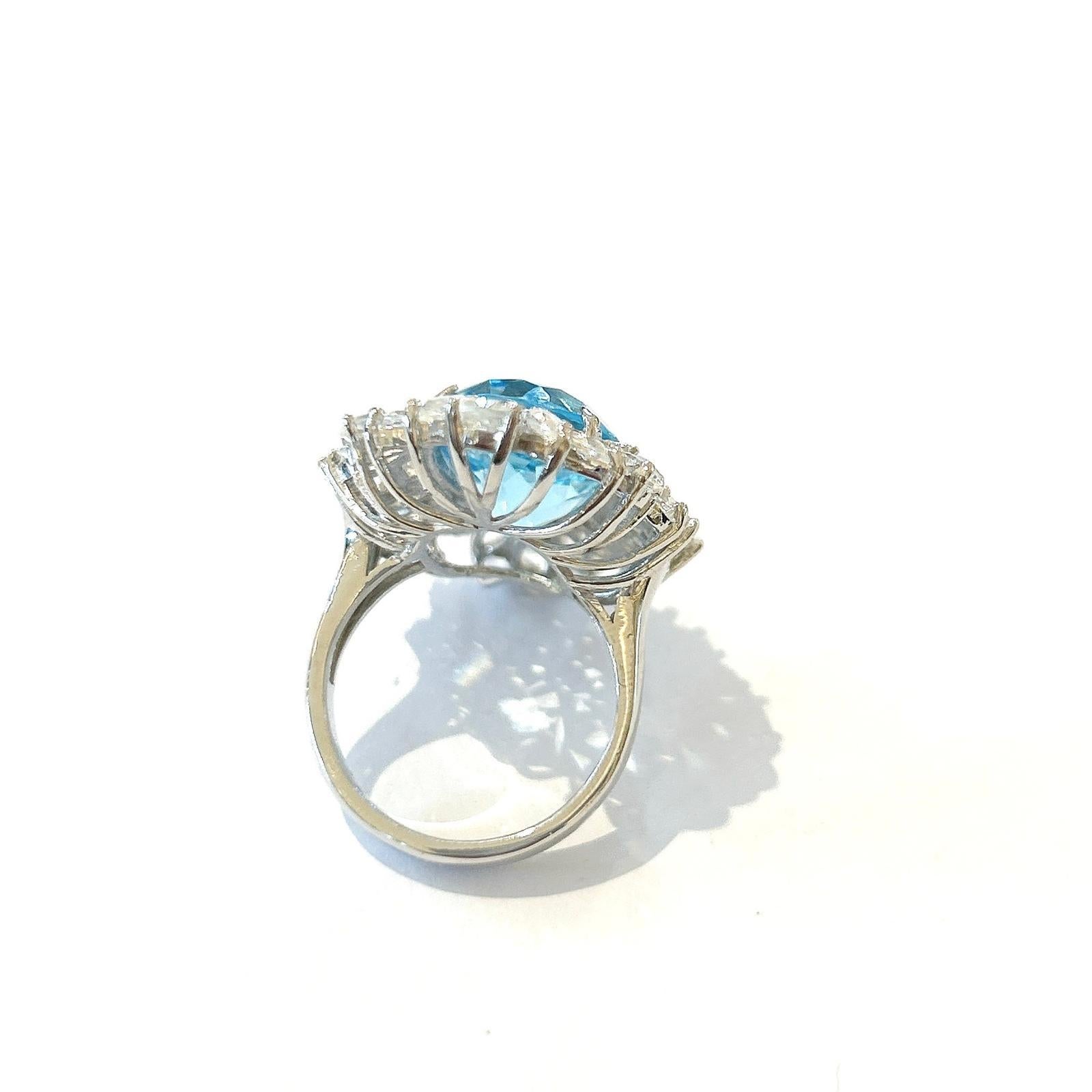 Bochic “Orient” Art Deco Blue Topaz & White Topaz Set 18K Gold&Silver For Sale 1